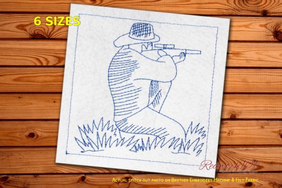 Hunter with Gun Pointing Redwork: A Holiday Review