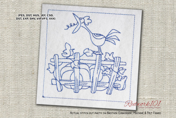 Review: Rooster Sitting a Fence Redwork for Boutique Sweatshirts